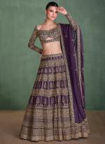 Georgette Purple Wedding Wear Embroidery Work Ready To Wear Lehenga Choli